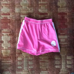 Pink yankee workout shorts